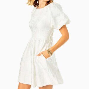 NWT Lilly Pulitzer Cream Floral Knoxlie Silk Blend Organza Bloom Jacquard Dress